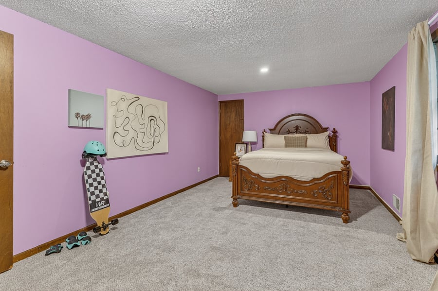 Comfortable sleeping space with calming colors, soft textures, and a peaceful atmosphere throughout.