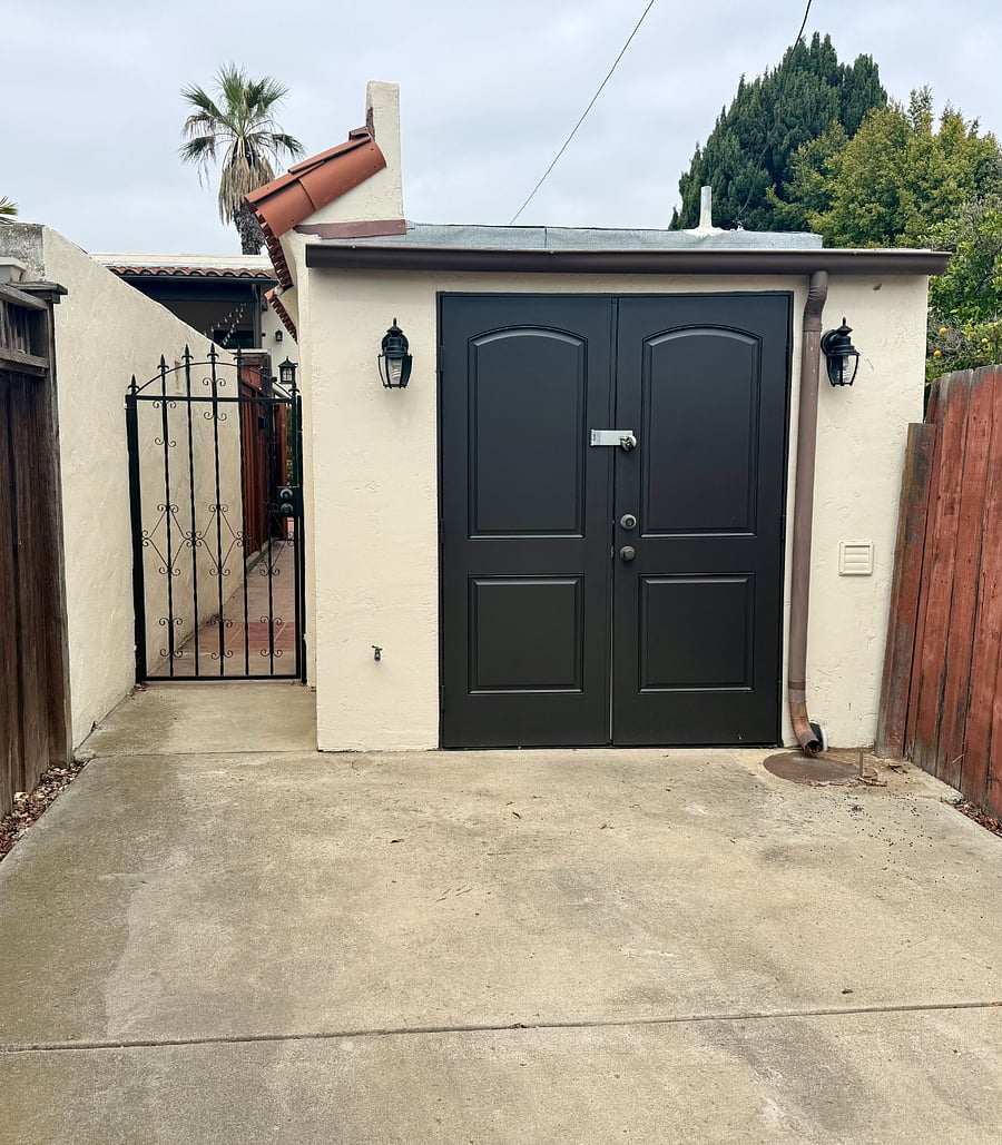 Exterior Gated Private Entrance
Washer and Dryer in Locked External Closet