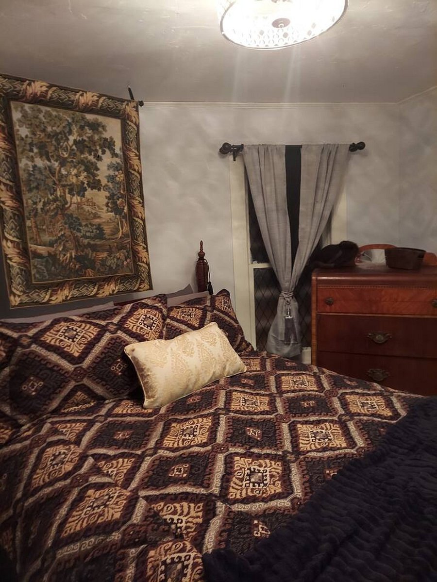 Dark bedroom with black out curtians
