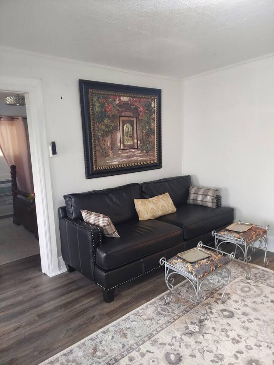 Faux leather couch for tons of comfort