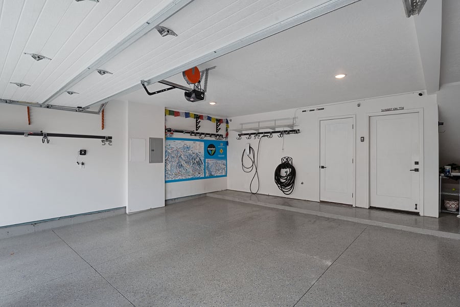 2 car garage, Snowbird ski map, & storage