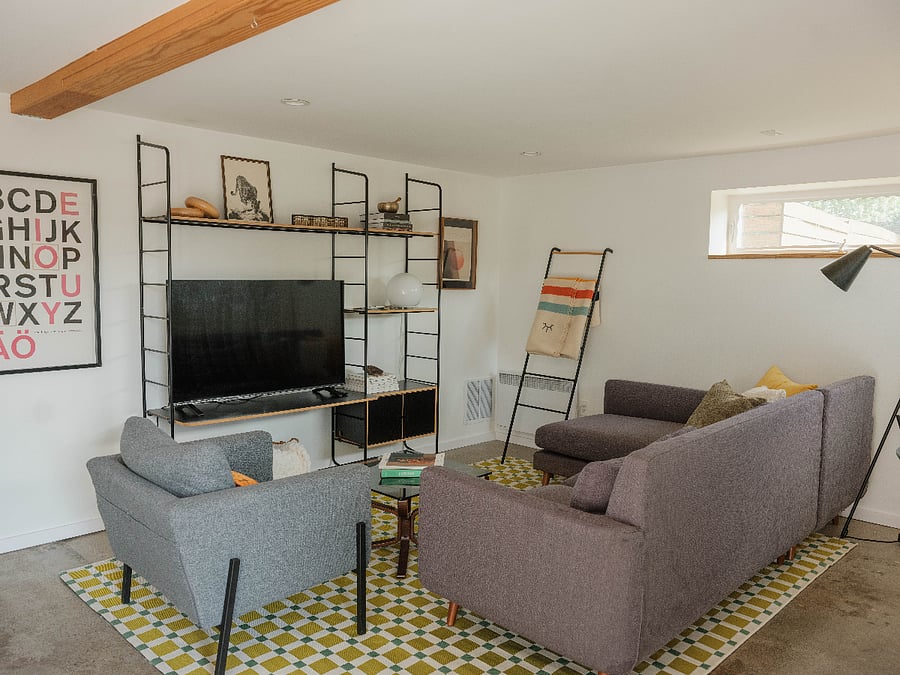 Comfortable living room with Smart TV.