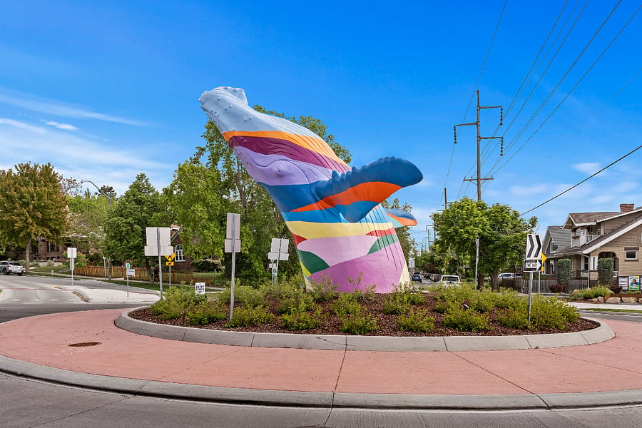 We are four houses down from the beautiful public art whale installation.