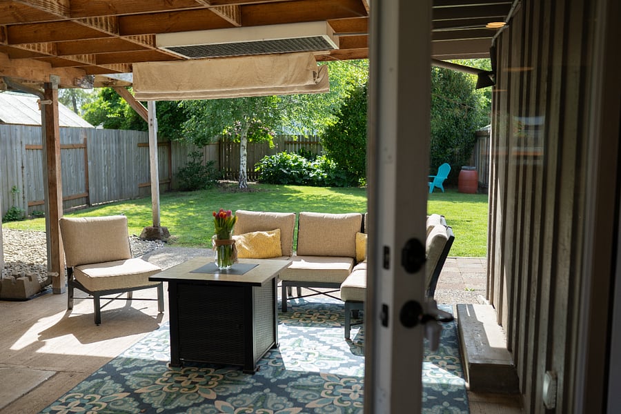 Patio seating and covered area