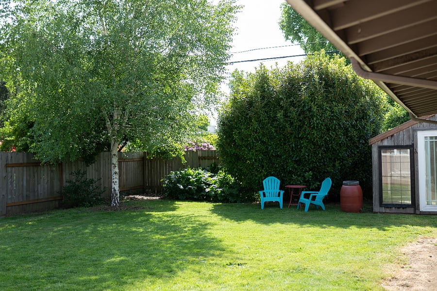 Fenced backyard