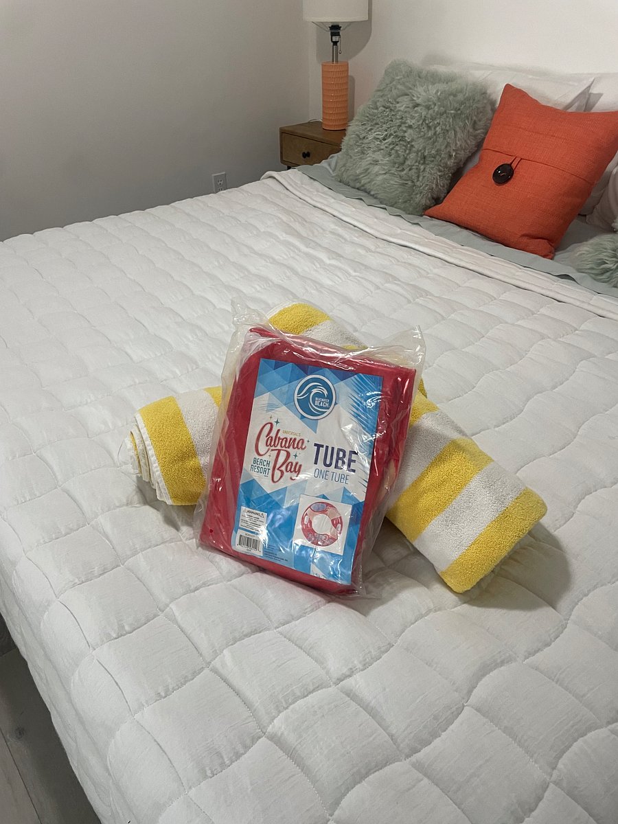 Beach towels and fun pool accessories provided 