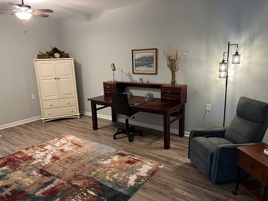 Private office with a massaging recliner.