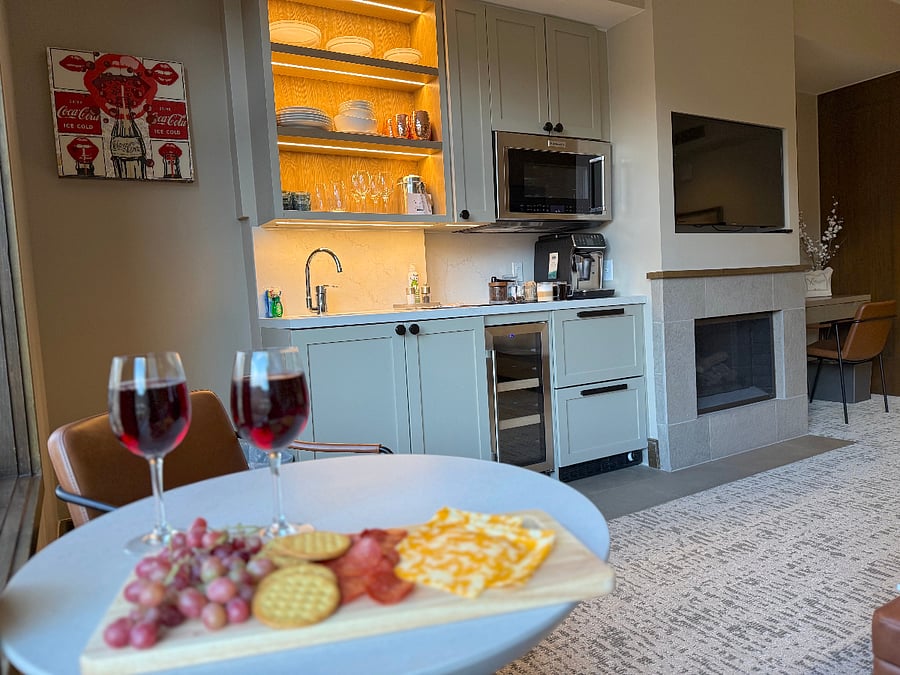 In-room dining area for 2 (partial mountain view)