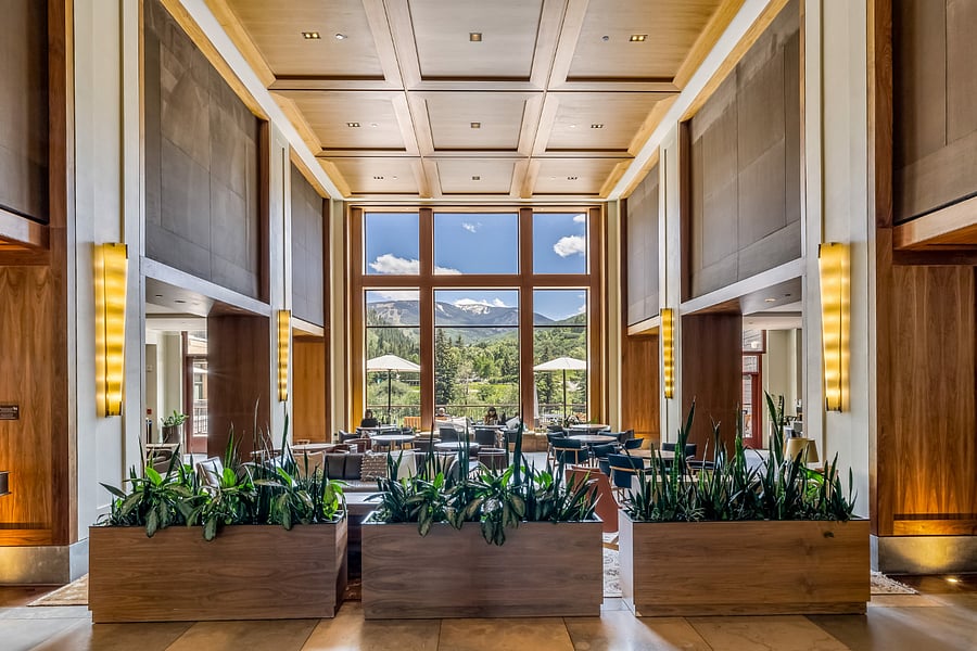 Main lobby, cozy seating areas, perfect for work meetings or post-work meet-ups.