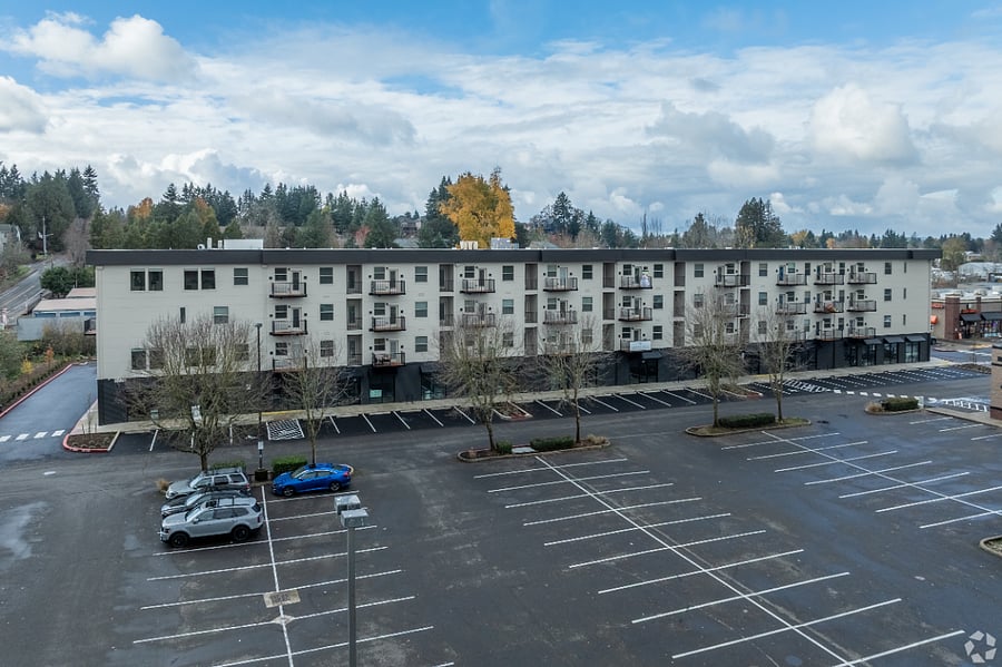 Fully secured building. Residents have access on backside with key fob entry. Trash area and mailboxes on north end of the building. Bustling shops and restaurants on the ground floor facing Commercial Street.