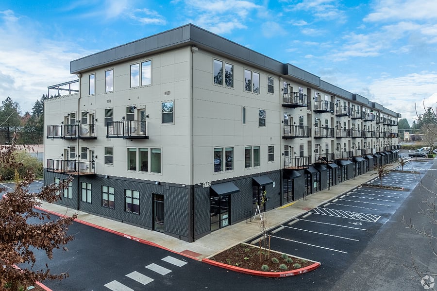 Fully secured building. Residents have access on backside with key fob entry. Trash area and mailboxes on north end of the building. Bustling shops and restaurants on the ground floor facing Commercial Street.
