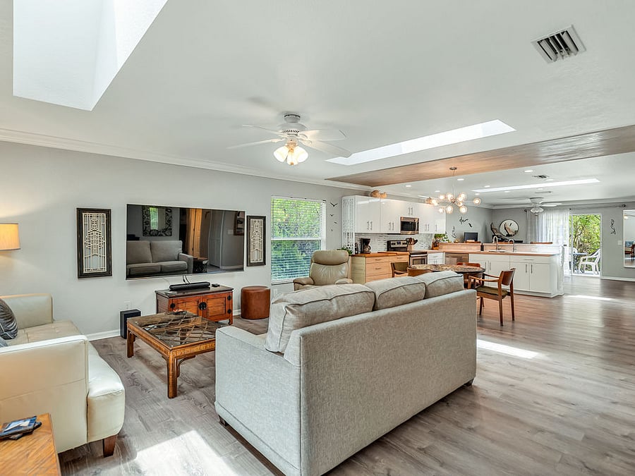 View of open floor plan as seen from the entry way.