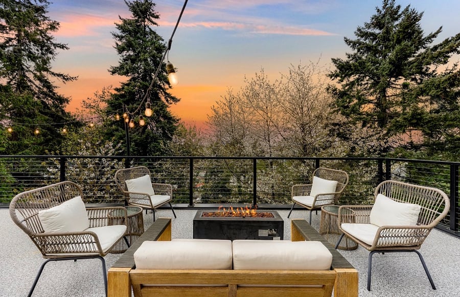 Rooftop deck with gas firepit