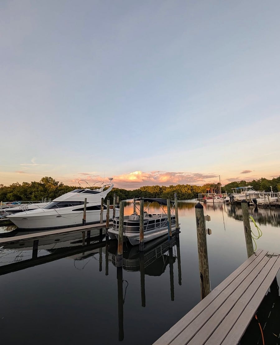 Marina view, walkable with outdoor restaurant. Boat and kayak rentals. 