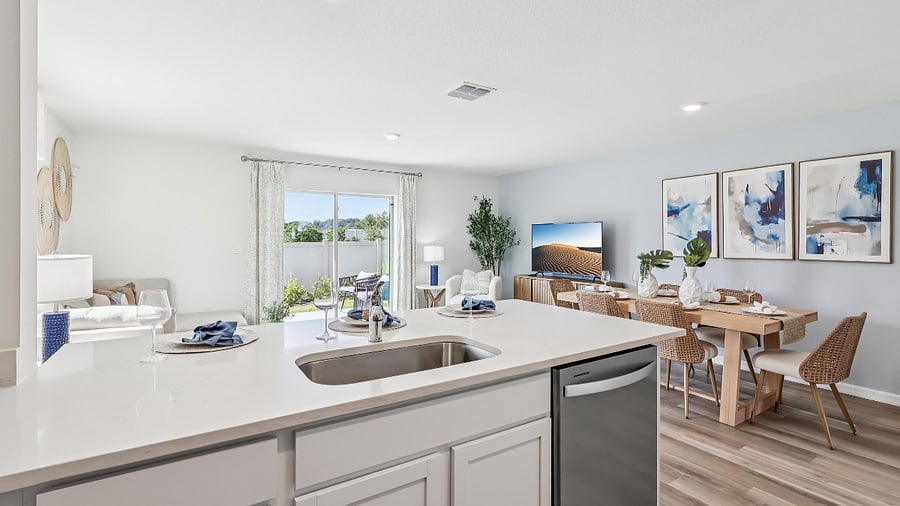 Model kitchen -Model home shown actual unit will be furnished before move in. Layout and finishes match this floor plan.