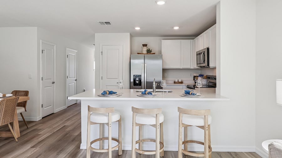 Model kitchen -Model home shown actual unit will be furnished before move in. Layout and finishes match this floor plan.