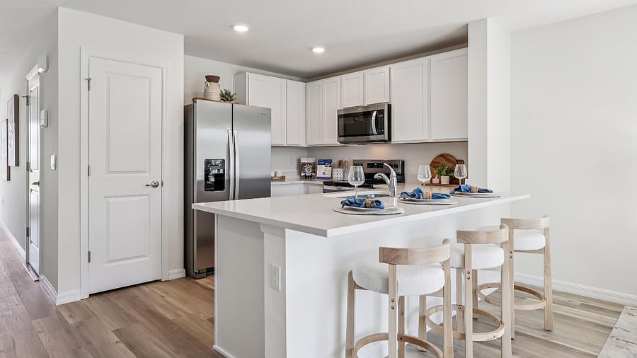 Model kitchen-Model home shown actual unit will be furnished before move in. Layout and finishes match this floor plan.