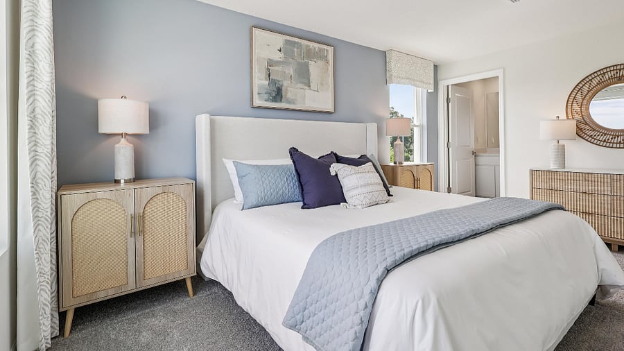 Master bedroom-Model home shown actual unit will be furnished before move in. Layout and finishes match this floor plan.