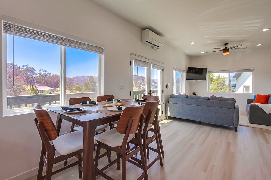 Warm and inviting dining area perfect for family meals, remote work, or gathering after a long day