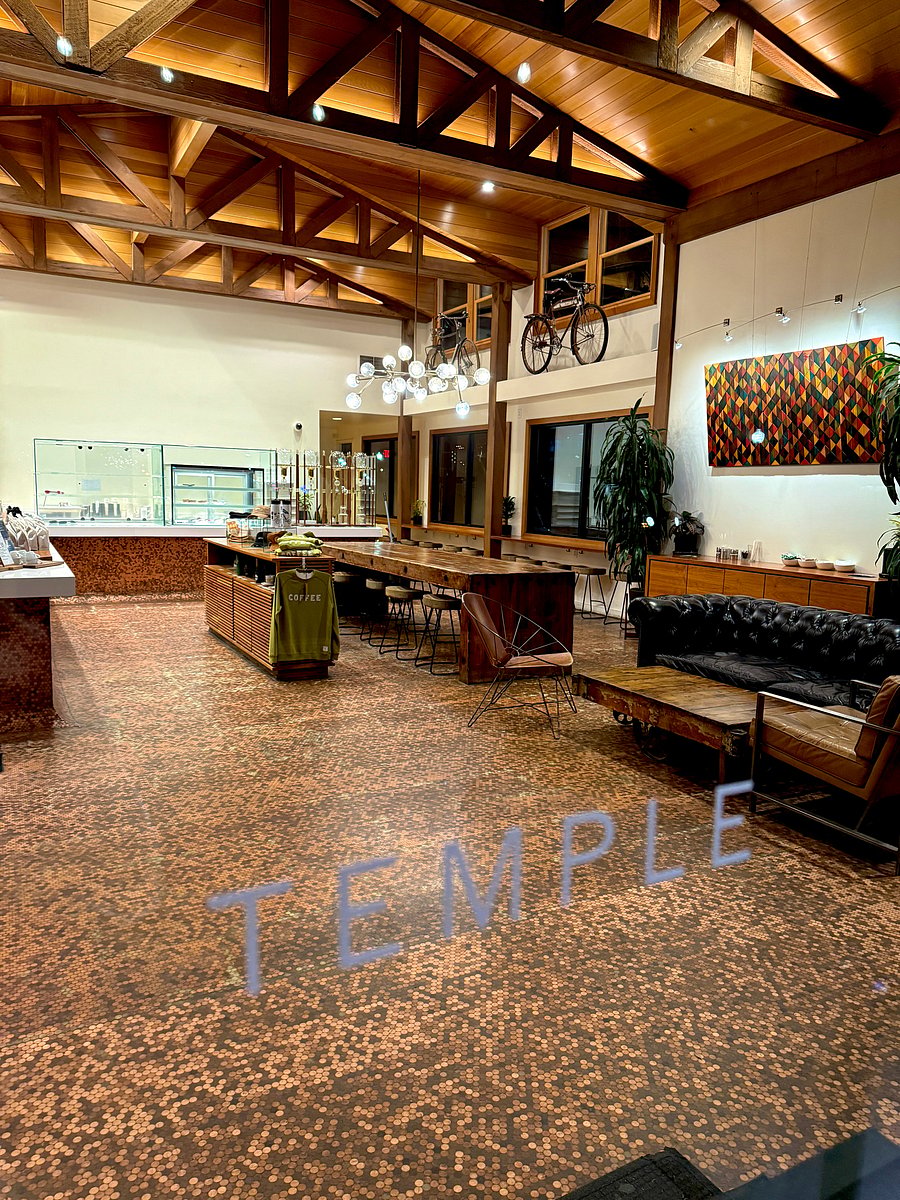 Temple on K, epoxy floor embedded with copper pennies, opens at 0600 hours !!