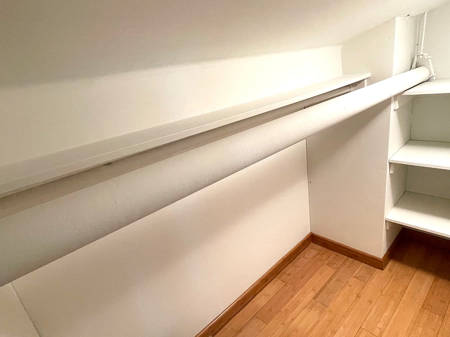 Long closet pole (however ceiling in the closet is not full height)