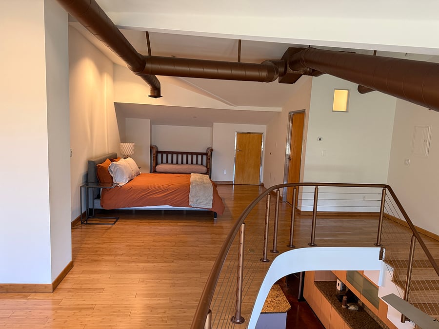 Bamboo laminate flooring in the loft