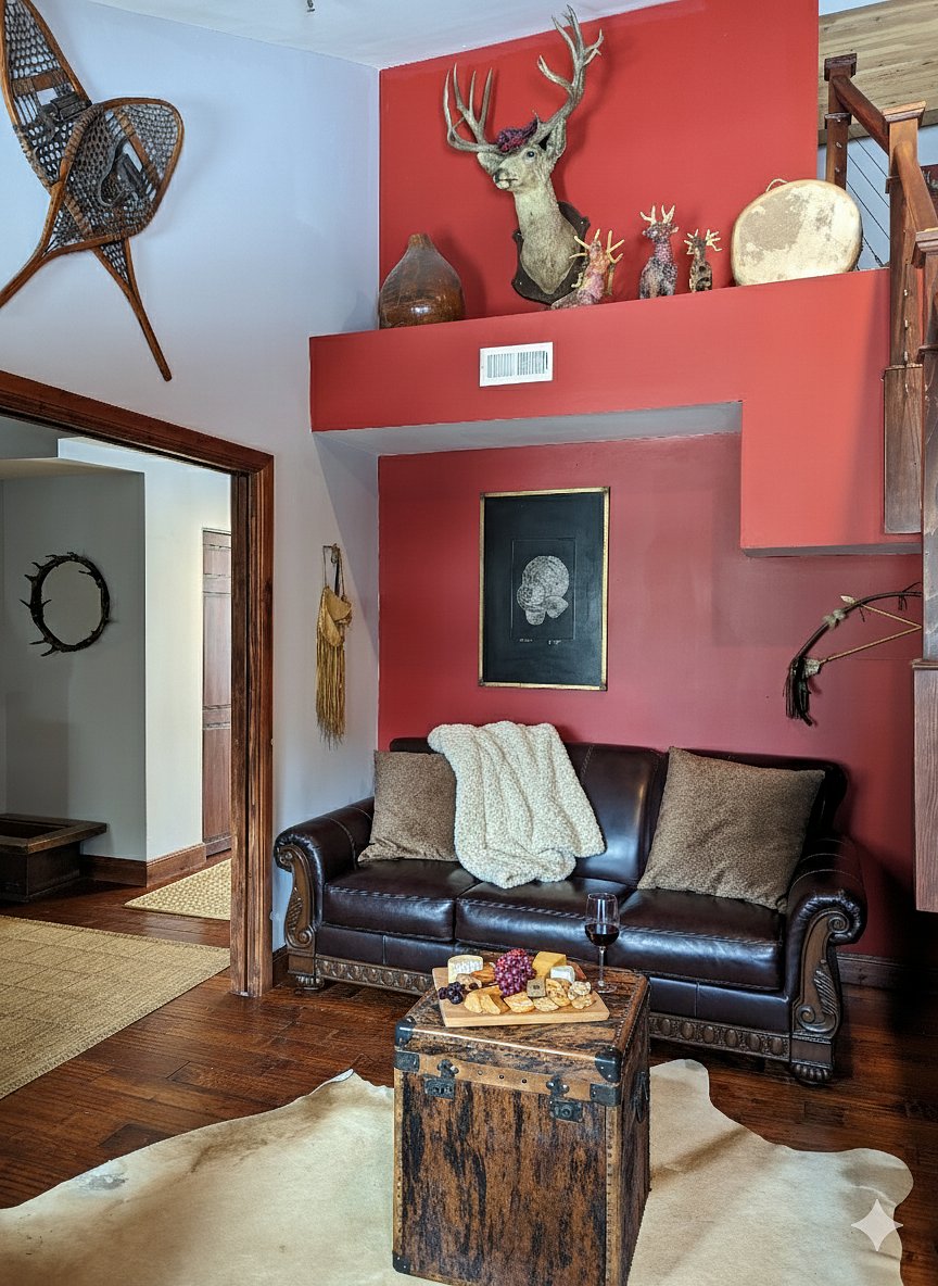 The downstairs den has a sofa, small desk area and tv. The sofa also pulls out into a queen size bed. It is off of the main entry way of the condo.