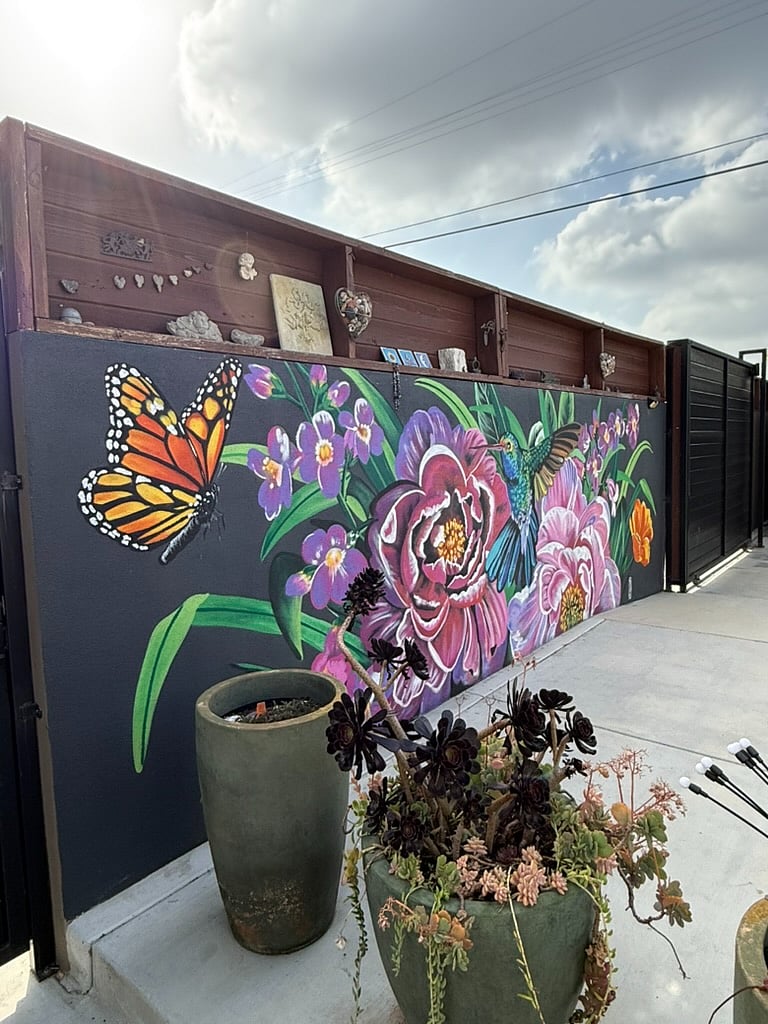 Hand Painted Mural in backyard
