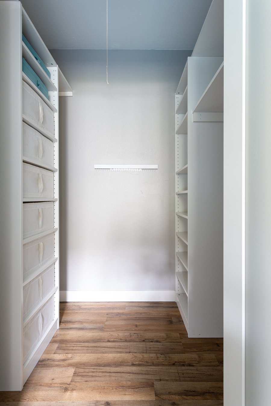 Custom storage in the walk-in closet.