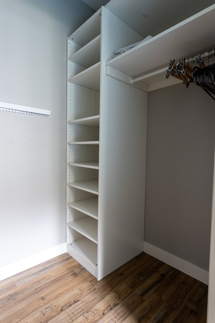 Custom storage in the walk-in closet.