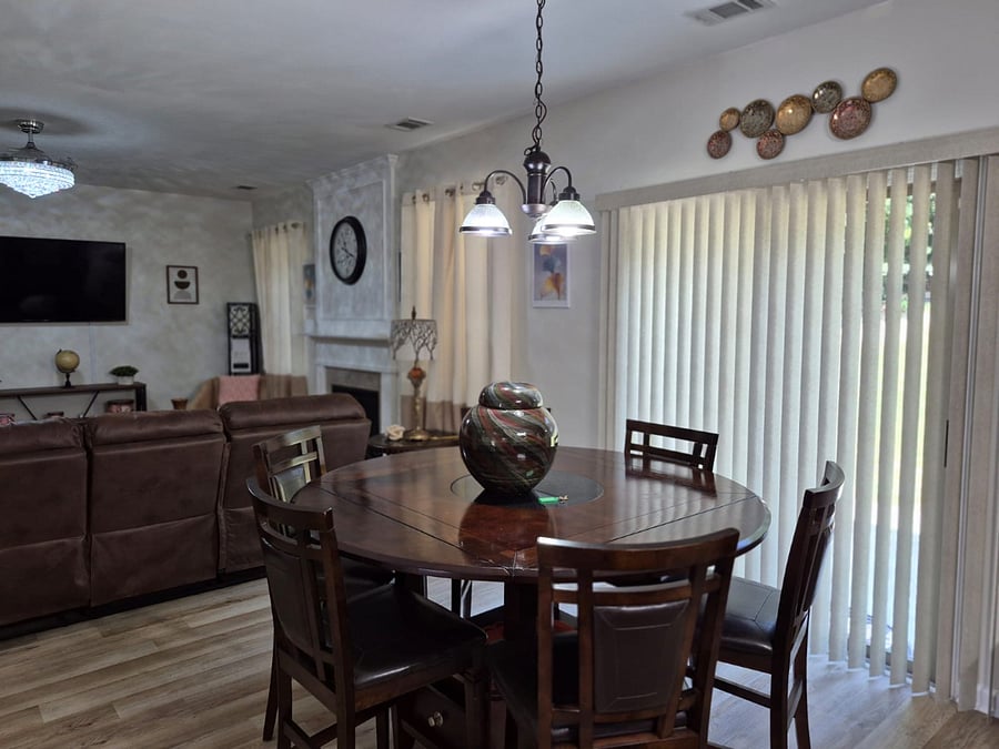 Dining Table seats 6 persons with lower storage for place mats etc