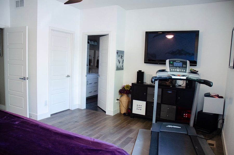 Master Bathroom, with ensuite Bath. TV and Treadmill
