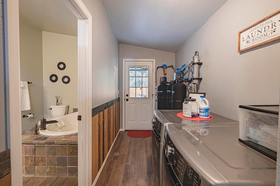 Laundry across master suite