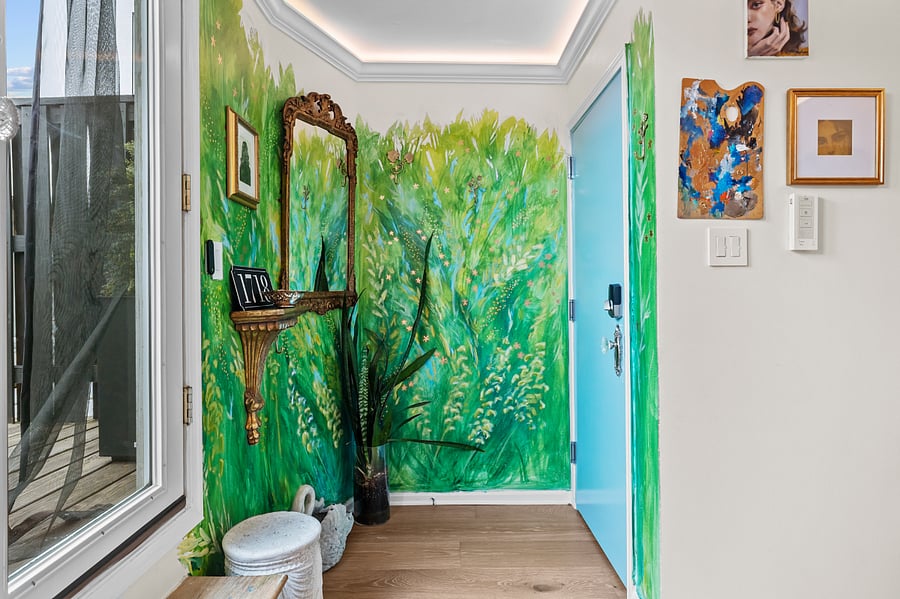 Hand painted mural.