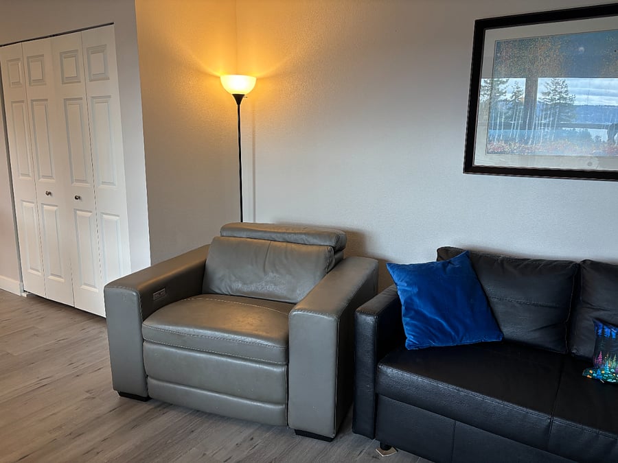 Laundry closet and living room recliner