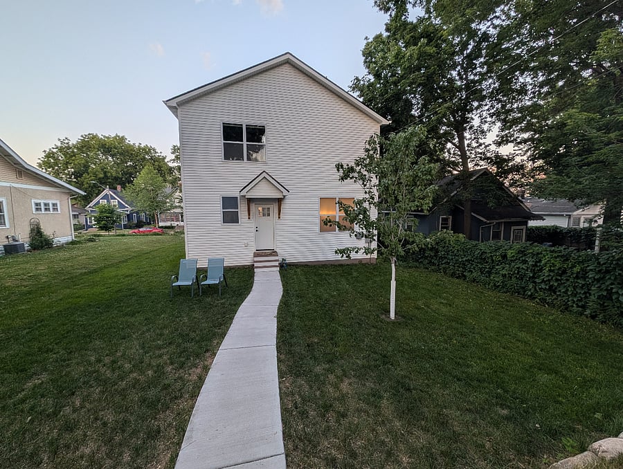 Back yard with bonus chairs!