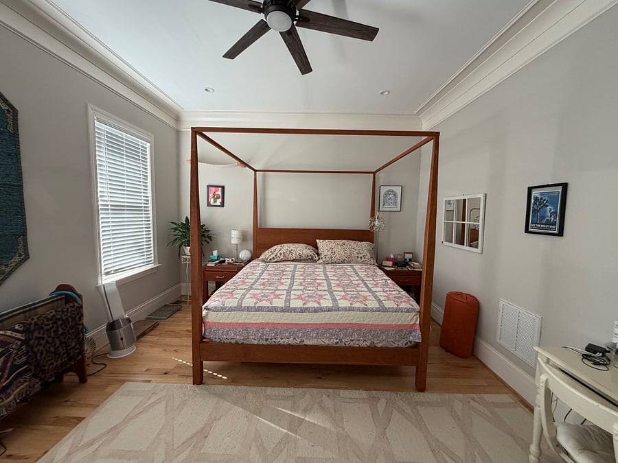 King-size bed in primary bedroom