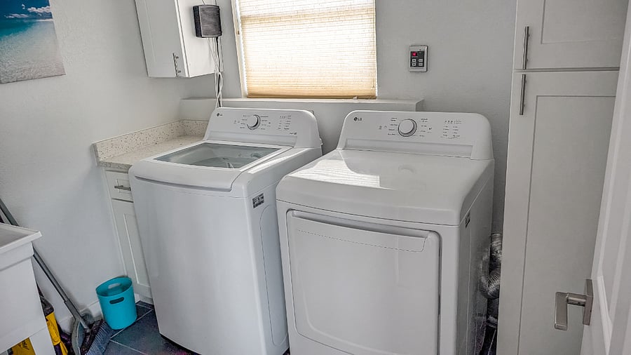 Free in unit full size washer and dryer located in the dedicated utility closet for maximum convenience during long term stays.