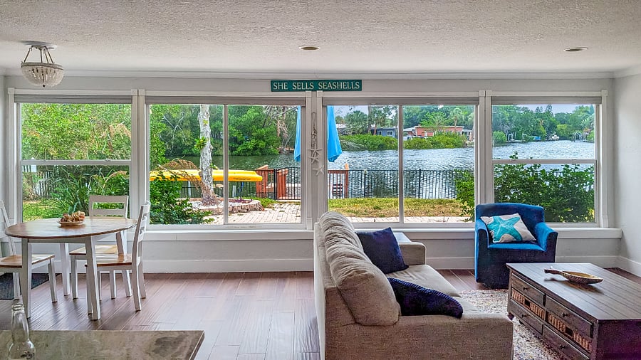 Serene waterfront views enjoyed directly from the comfort of the air conditioned main living spaces. Your perfect place to unwind.