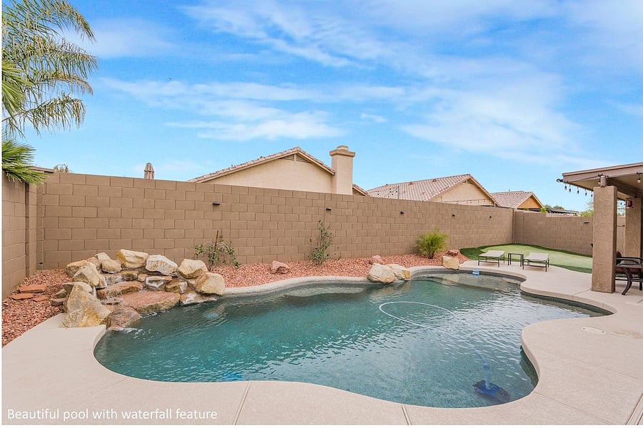 Pool with waterfall feature