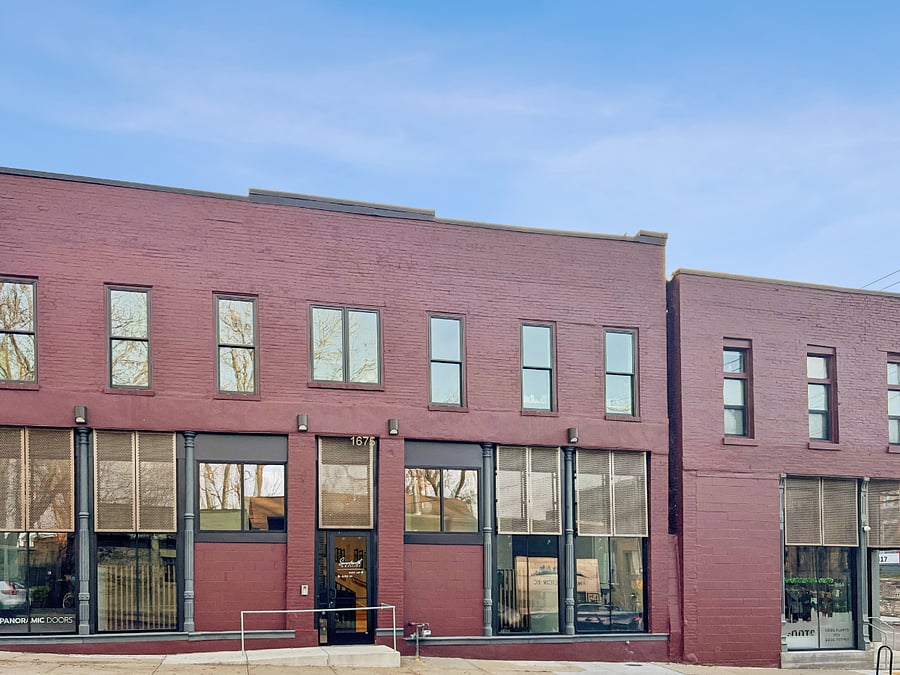 Exterior entrance to building. Garage is to the left.