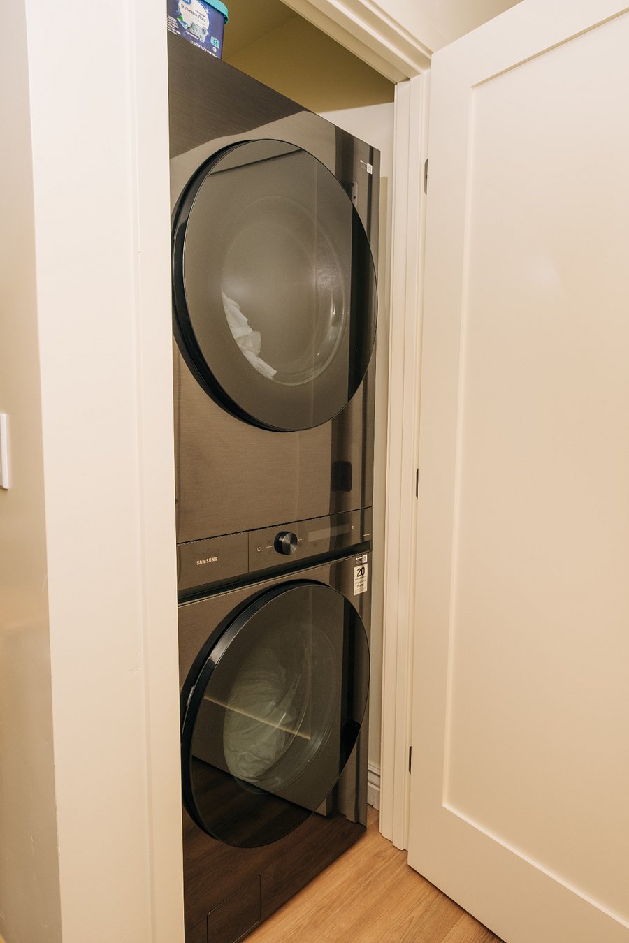 Large capacity stacked washer and dryer