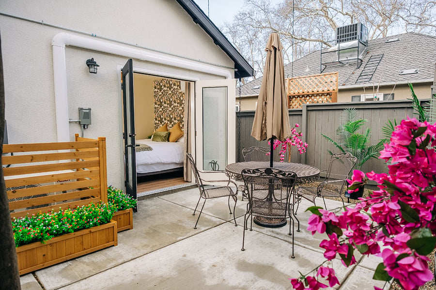 Private back courtyard off primary bedroom