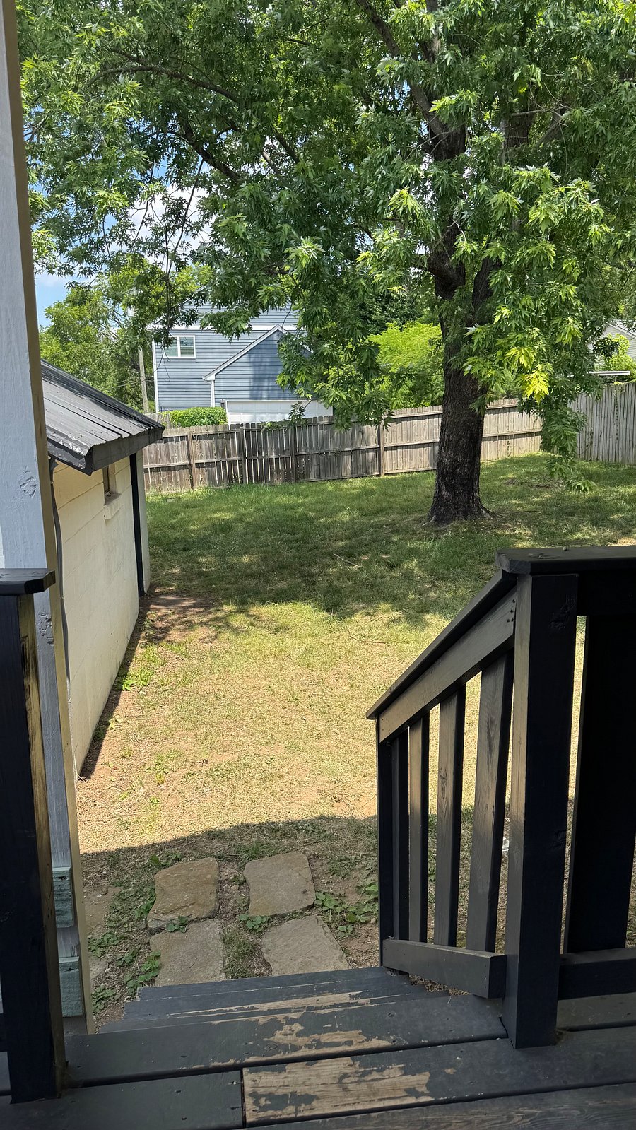 Back deck looking into backyard