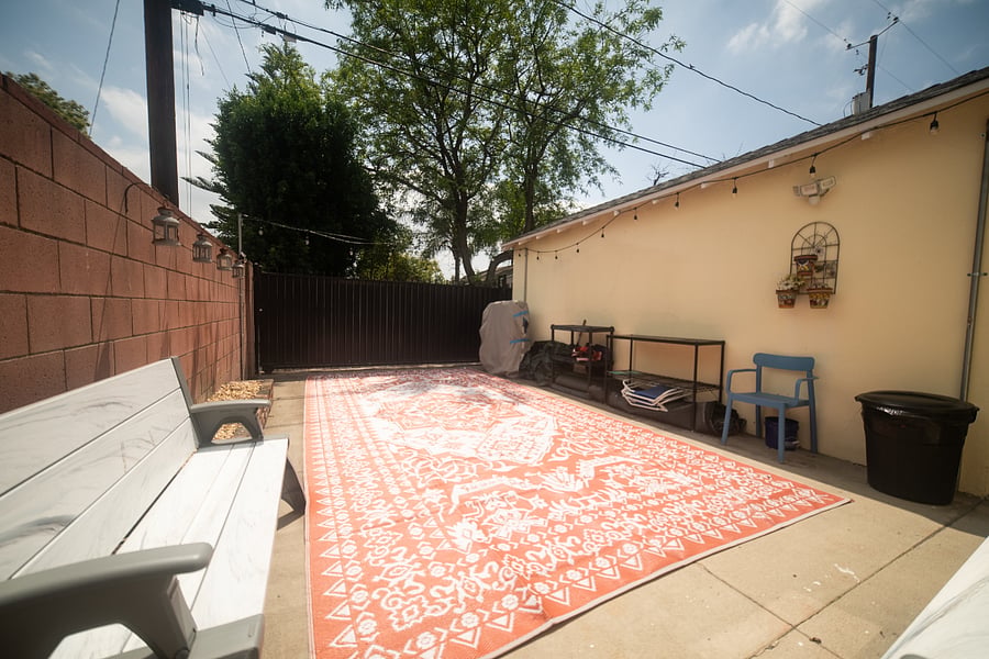 Outdoor parking area with gate closed