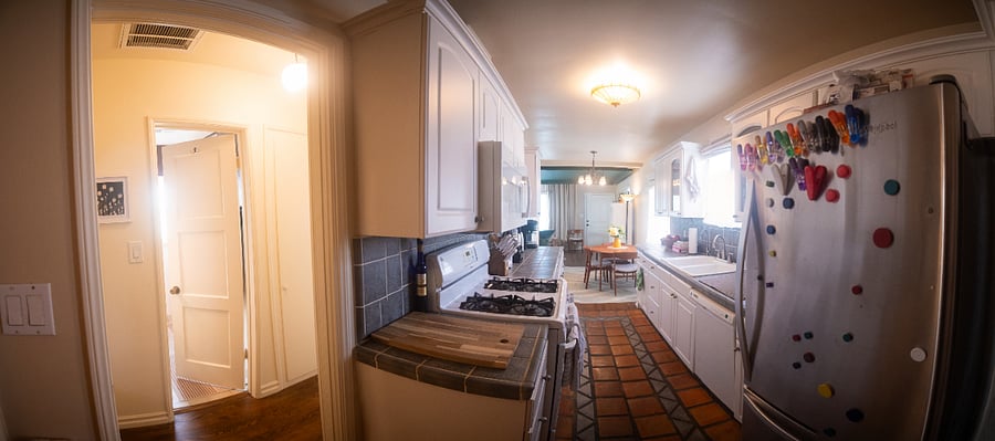 Hallway to bathroom through the kitchen or through the bedroom