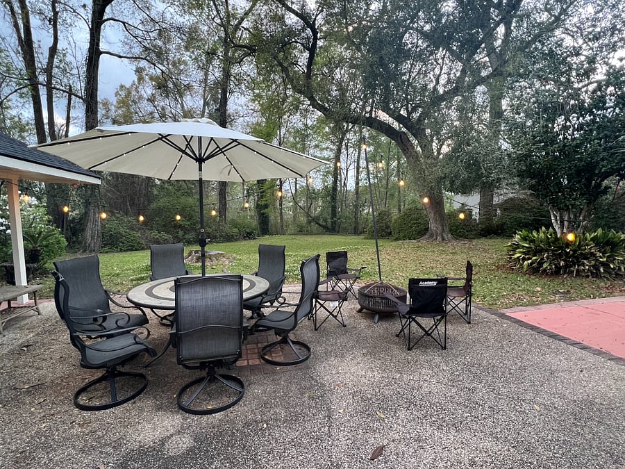 Back patio and backyard.