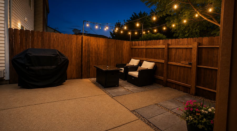 Private Patio with a BBQ Grill and a coffee table that turns into a firepit.