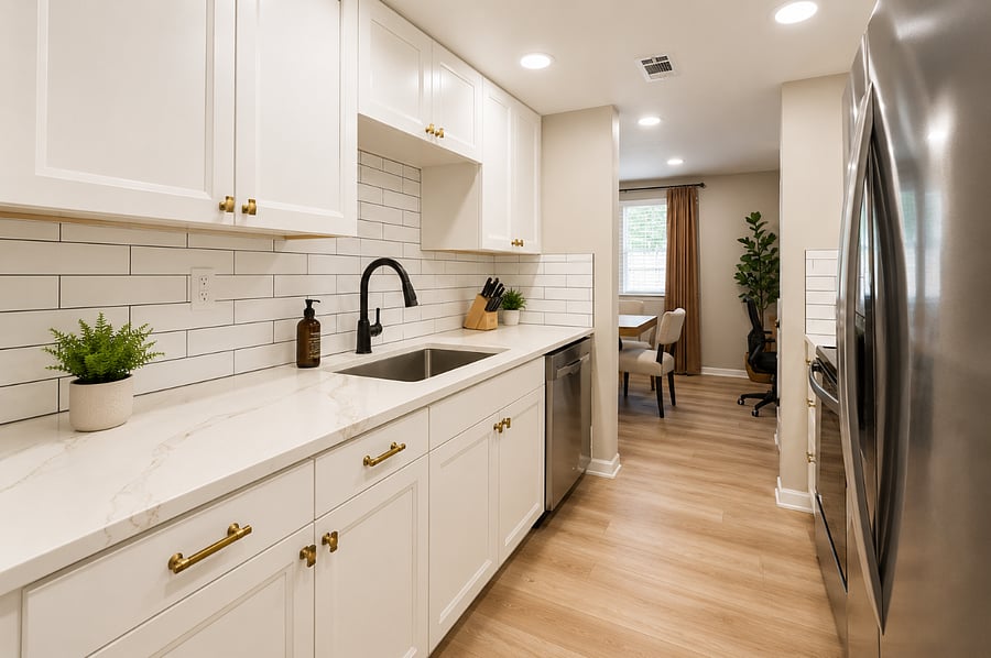 Dishwasher and large sink with garbage disposal. 