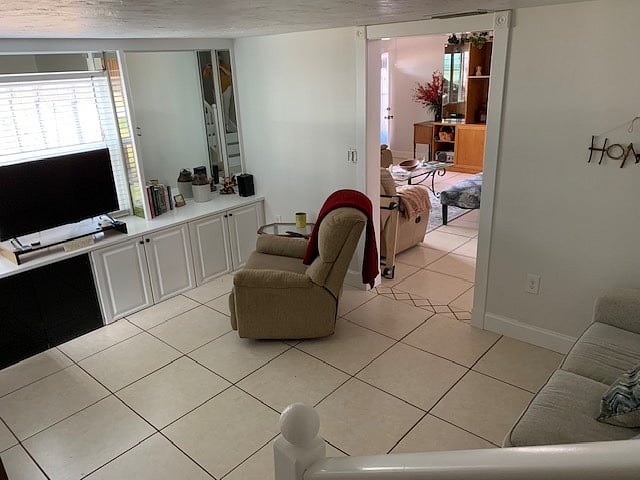 TV room with computer nook